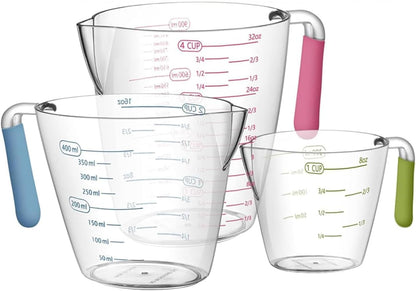 Stainless Steel Measuring Cups and Spoons Set, 6 Stainless Steel Measuring Cups, 7 Measuring Spoons & 1 Leveler, 3 Plastic Measuring Cup with 1 Measuring Conversion Chart