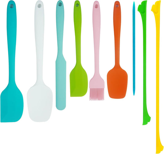 9-Piece Silicone Spatula Set with Brush & Jar Scrapers