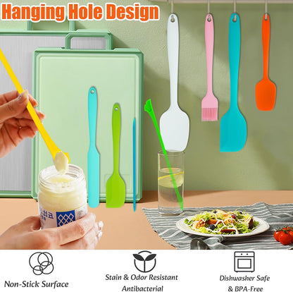 9-Piece Silicone Spatula Set with Brush & Jar Scrapers