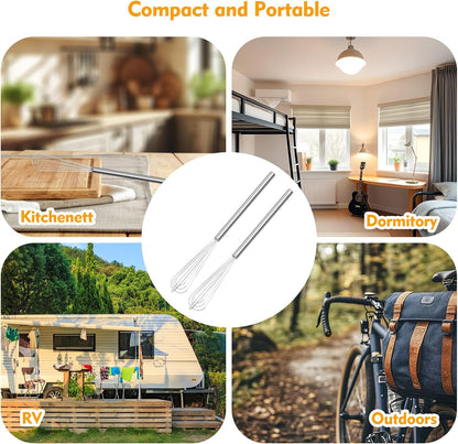 2 PCS Mini Whisk, Small Whisks for Cooking, Stainless Steel Mini Whisk Set