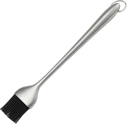 Heavy-duty BBQ Basting Brush - Silicone Bristles with 12 Inch Stainless Steel Handle - Make Grilling Easy - 5 Year Guarantee