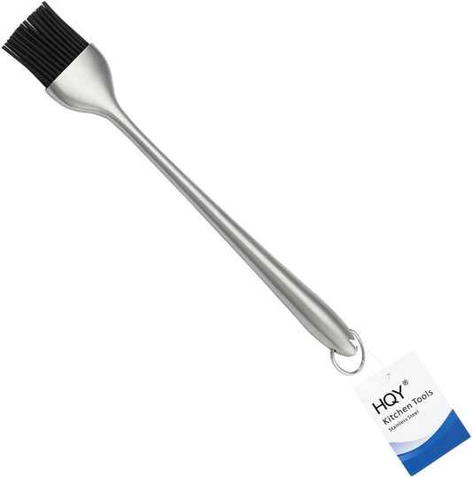 Heavy-duty BBQ Basting Brush - Silicone Bristles with 12 Inch Stainless Steel Handle - Make Grilling Easy - 5 Year Guarantee
