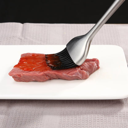 Heavy-duty BBQ Basting Brush - Silicone Bristles with 12 Inch Stainless Steel Handle - Make Grilling Easy - 5 Year Guarantee