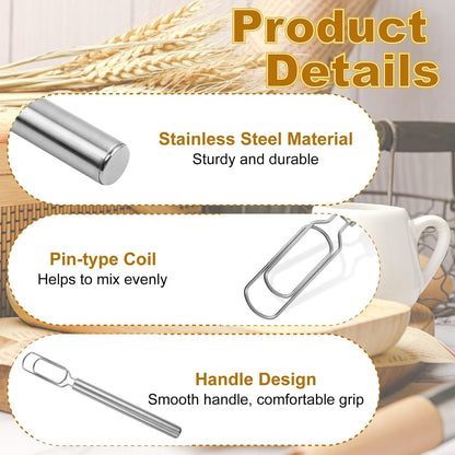 Danish Dough Whisk, 12" Stainless Steel Sourdough Mixer Tool for Sourdough Starter, Bread Whisk Tool for Pizza Bread Cake Mixing & Cooking(COLOR:Silver)