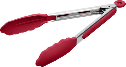 Kitchen Tongs with Silicone Tips for Cooking Serving (3Pcs, Navy) | 600°F Heat Resistant Food Tong, Heavy Duty Stainless Steel Locking Tong for BBQ, Grilling Steak, Salad, Toast, Pasta