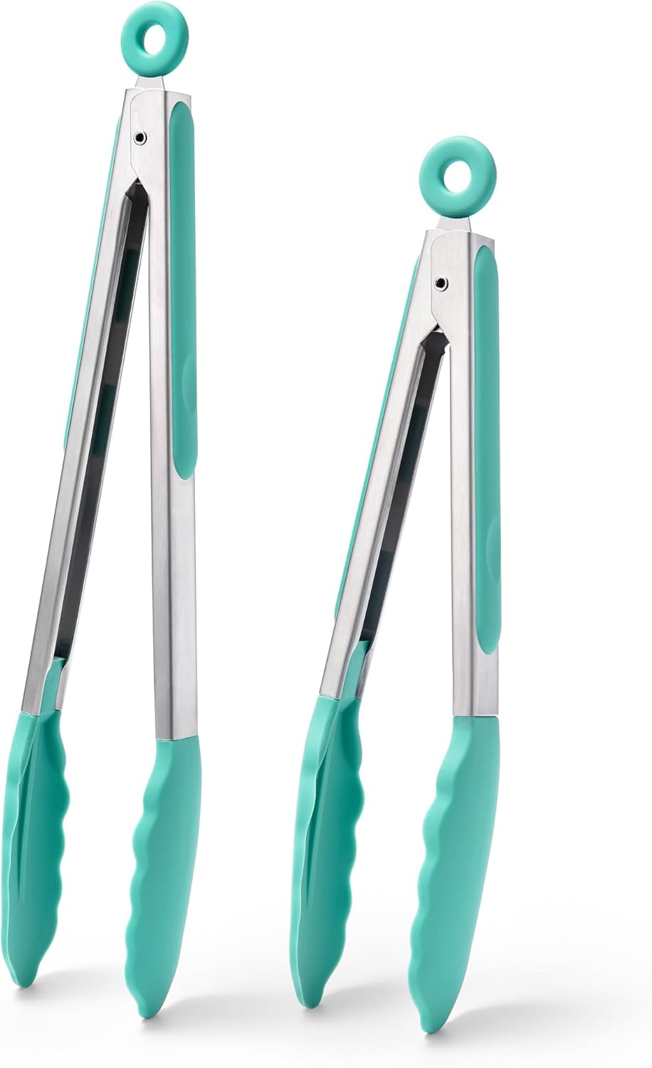 Kitchen Tongs with Silicone Tips for Cooking Serving (3Pcs, Navy) | 600°F Heat Resistant Food Tong, Heavy Duty Stainless Steel Locking Tong for BBQ, Grilling Steak, Salad, Toast, Pasta
