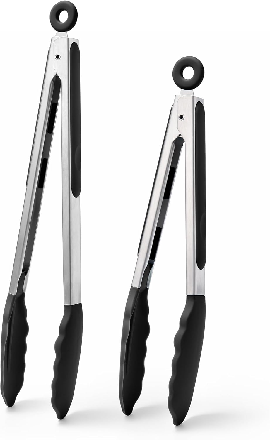 Kitchen Tongs with Silicone Tips for Cooking Serving (3Pcs, Navy) | 600°F Heat Resistant Food Tong, Heavy Duty Stainless Steel Locking Tong for BBQ, Grilling Steak, Salad, Toast, Pasta