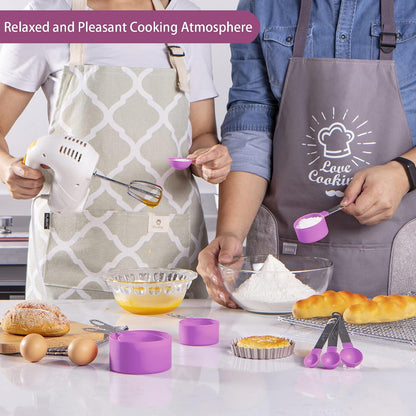 Measuring Cups and Spoons Set of Kitchen Gadgets 10 Pieces, Stackable Stainless Steel Handle Measuring Cups for Measuring Dry and Liquid Ingredient (Gray)