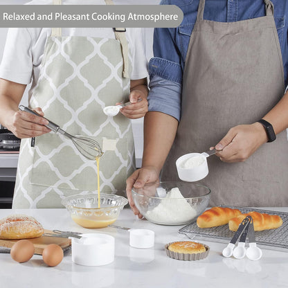 Measuring Cups and Spoons Set of Kitchen Gadgets 10 Pieces, Stackable Stainless Steel Handle Measuring Cups for Measuring Dry and Liquid Ingredient (Gray)