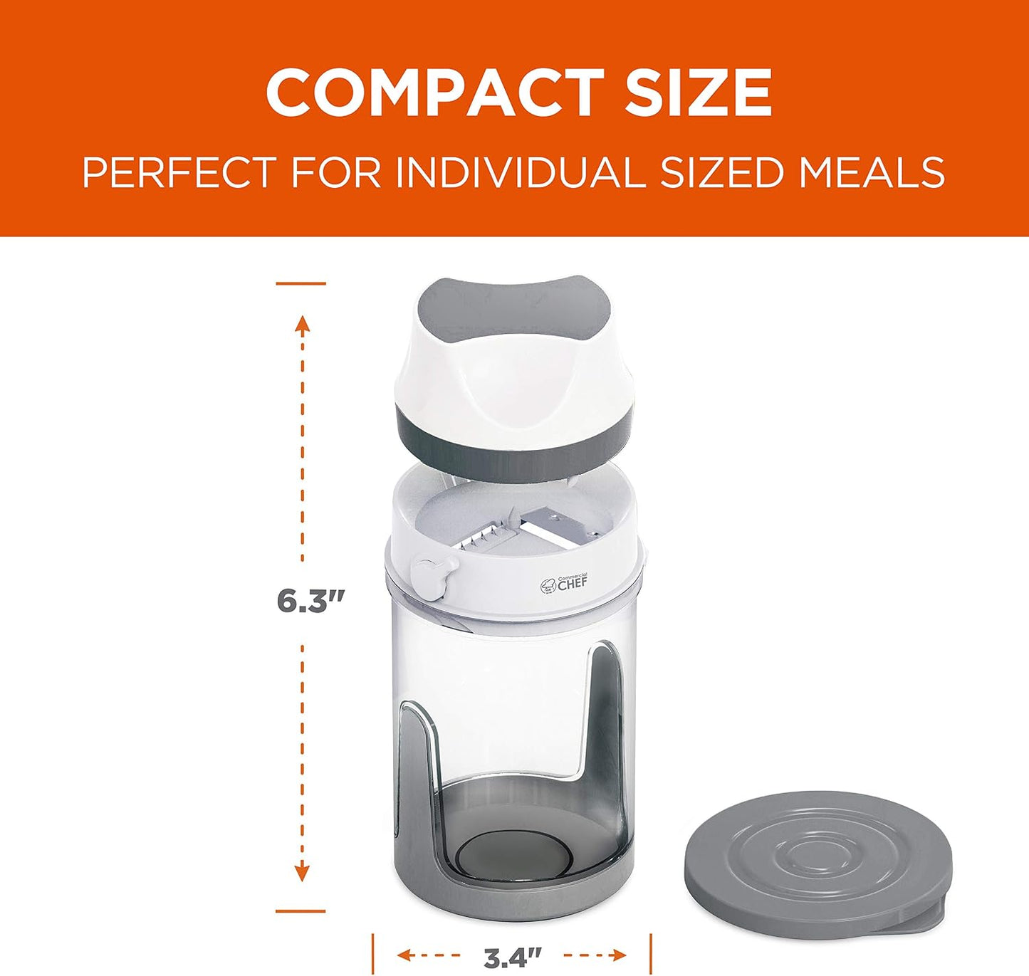 Mini Food Spiralizer, CH1534 | Manual Vegetable Chopper and Spiralizer with Adjustable Blade, Collection Bin, Great for Squash, Zucchini, Potatoes, and More