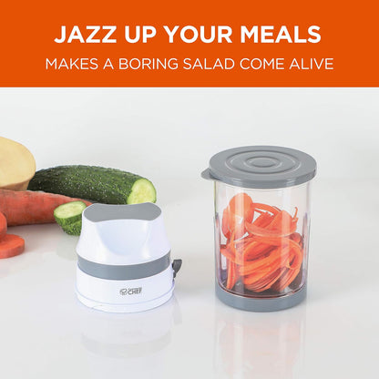 Mini Food Spiralizer, CH1534 | Manual Vegetable Chopper and Spiralizer with Adjustable Blade, Collection Bin, Great for Squash, Zucchini, Potatoes, and More