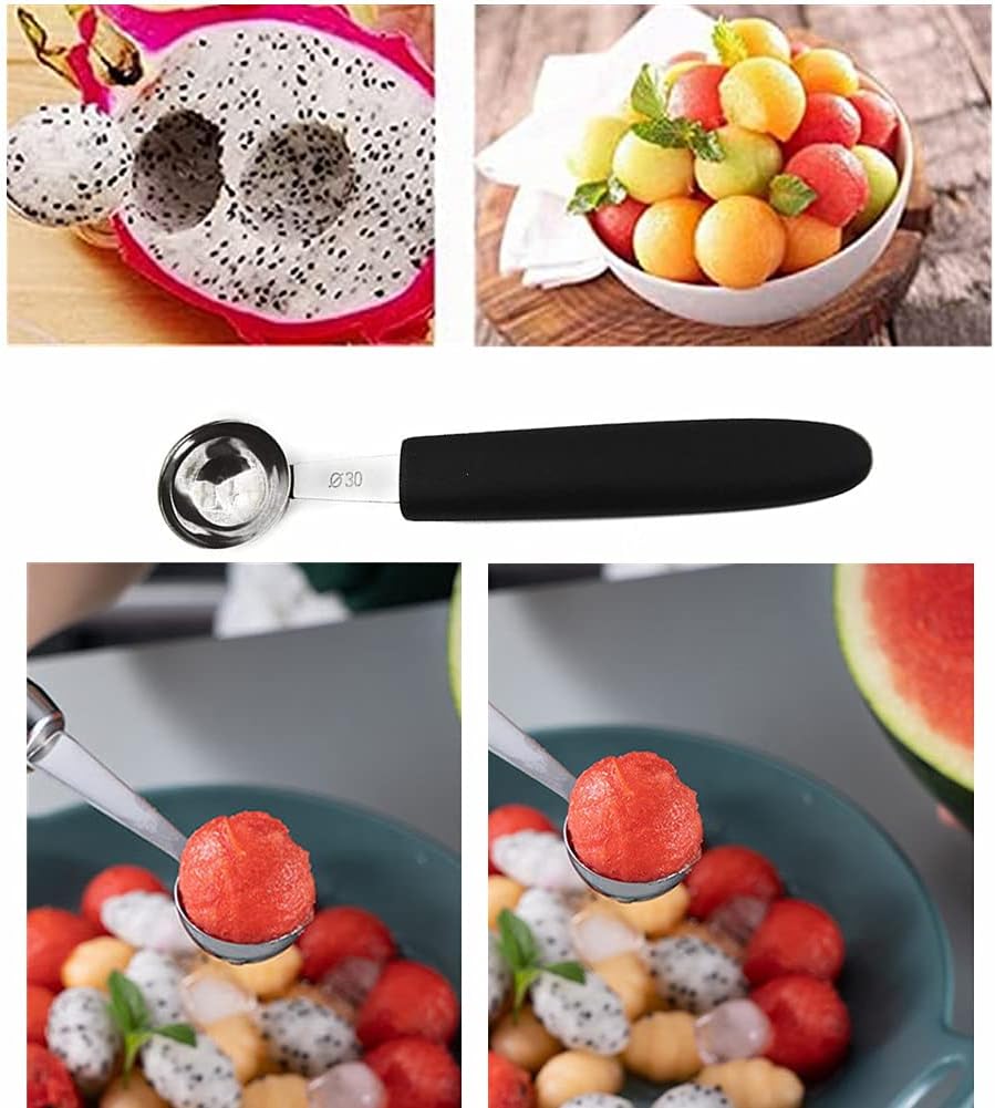 Stainless Steel Fruit Melon Baller Spoon Cutter, Heavy Duty Design Ice Cream Scooper Cookie Scoop with Comfortable Grip Handle