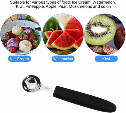 Stainless Steel Fruit Melon Baller Spoon Cutter, Heavy Duty Design Ice Cream Scooper Cookie Scoop with Comfortable Grip Handle