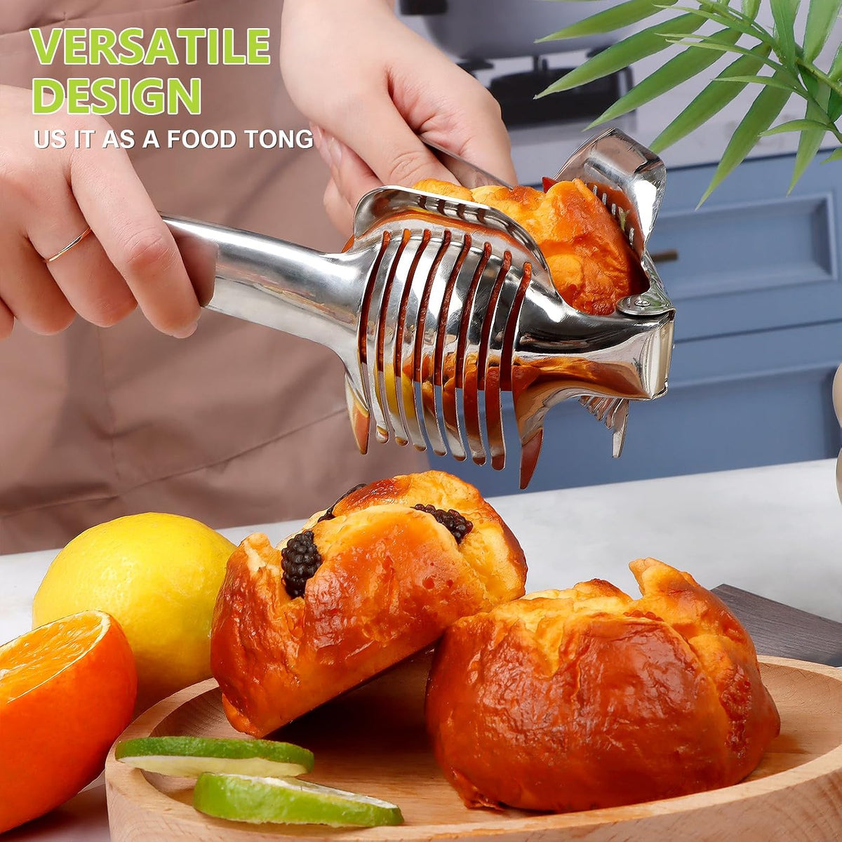 Tomato Slicer Holder with Paring Knife, Lemon Cutter Slicer for Slicing, Stainless Steel Onion Holder for Slicing, Vegetable Cutter for Tomato, Lemon