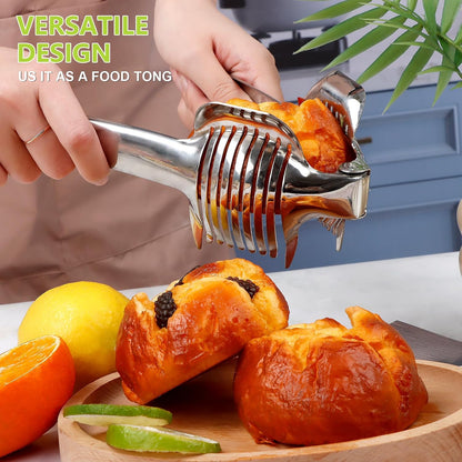 Tomato Slicer Holder with Paring Knife, Lemon Cutter Slicer for Slicing, Stainless Steel Onion Holder for Slicing, Vegetable Cutter for Tomato, Lemon