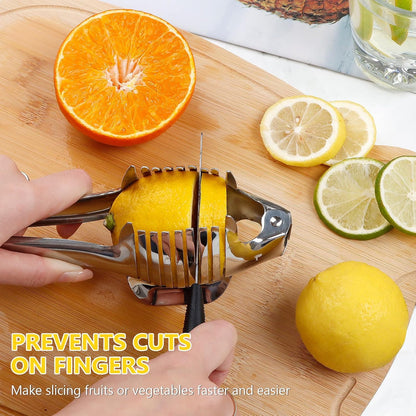 Tomato Slicer Holder with Paring Knife, Lemon Cutter Slicer for Slicing, Stainless Steel Onion Holder for Slicing, Vegetable Cutter for Tomato, Lemon