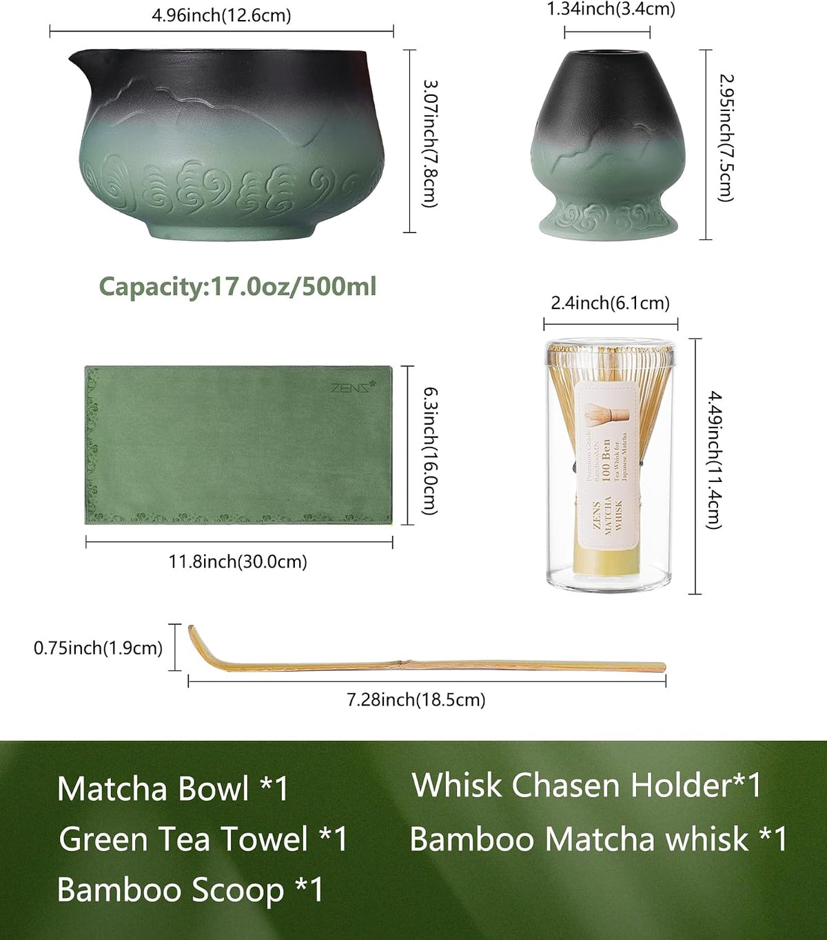 ZENS Premium Matcha Whisk Set, Matcha Kit with Matcha Tools, Pink
