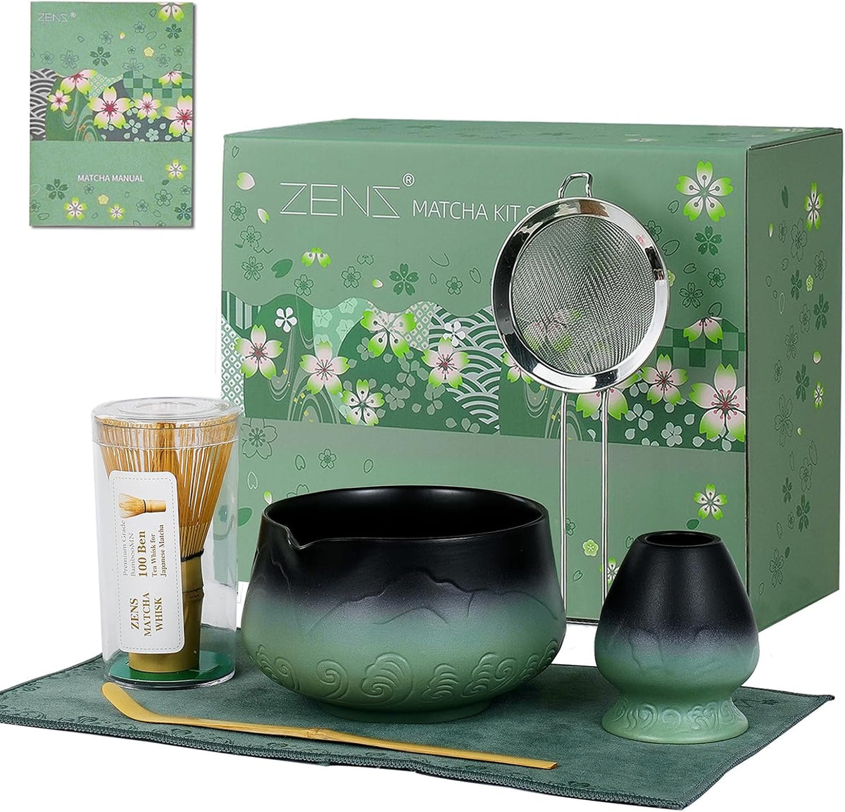 ZENS Premium Matcha Whisk Set, Matcha Kit with Matcha Tools, Pink