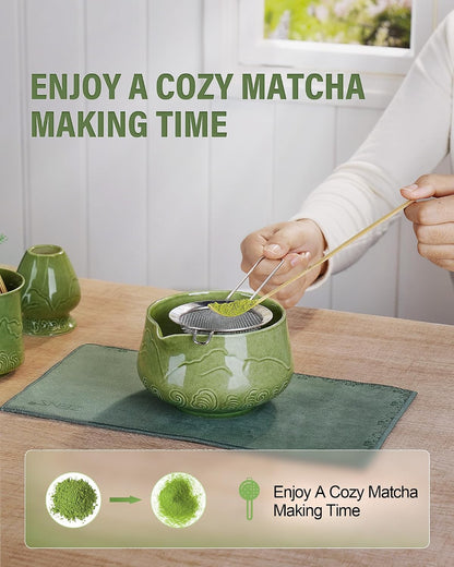 ZENS Premium Matcha Whisk Set, Matcha Kit with Matcha Tools, Pink