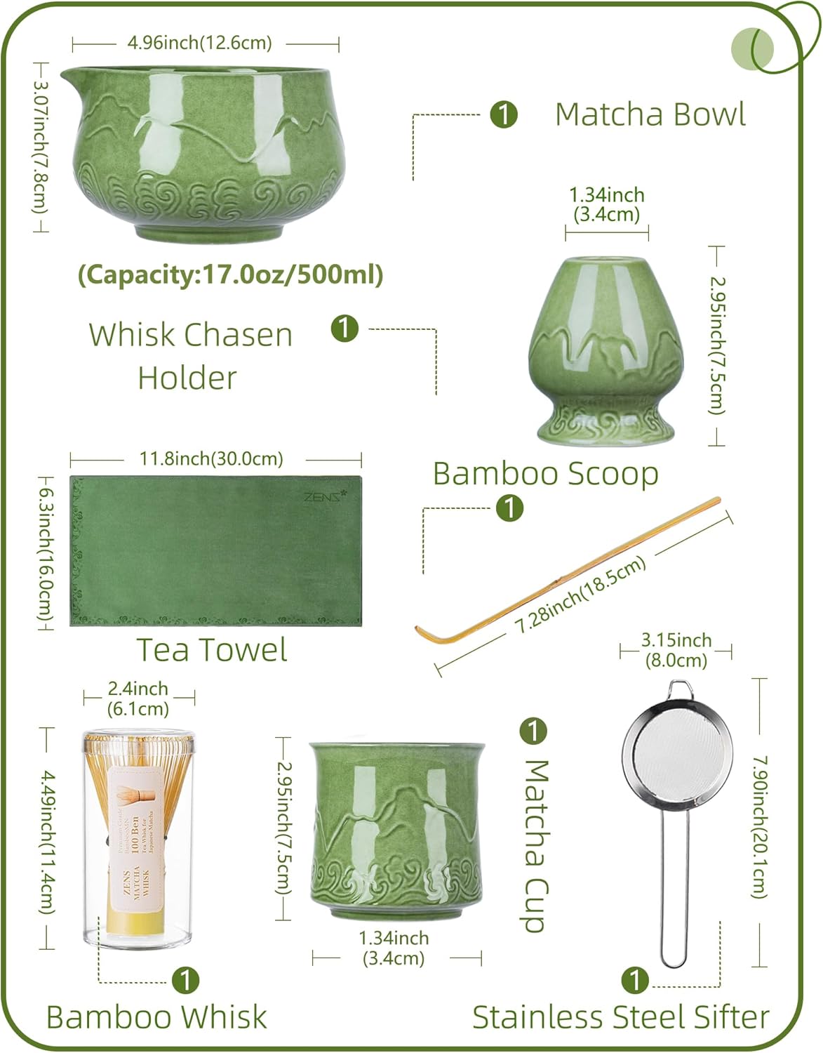 ZENS Premium Matcha Whisk Set, Matcha Kit with Matcha Tools, Pink