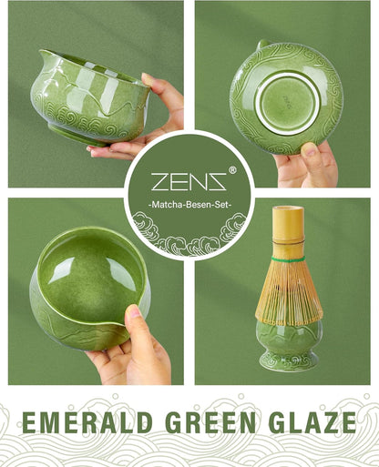 ZENS Premium Matcha Whisk Set, Matcha Kit with Matcha Tools, Pink