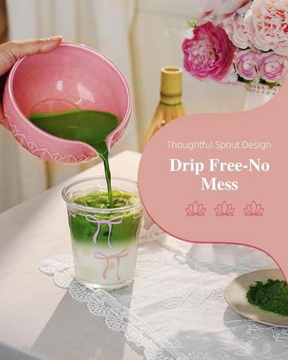 ZENS Premium Matcha Whisk Set, Matcha Kit with Matcha Tools, Pink