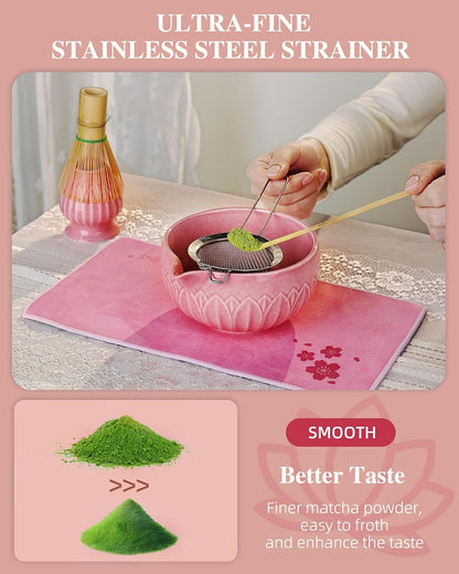 ZENS Premium Matcha Whisk Set, Matcha Kit with Matcha Tools, Pink