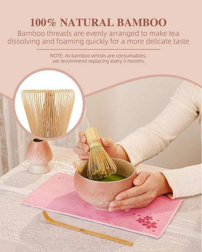 ZENS Premium Matcha Whisk Set, Matcha Kit with Matcha Tools, Pink