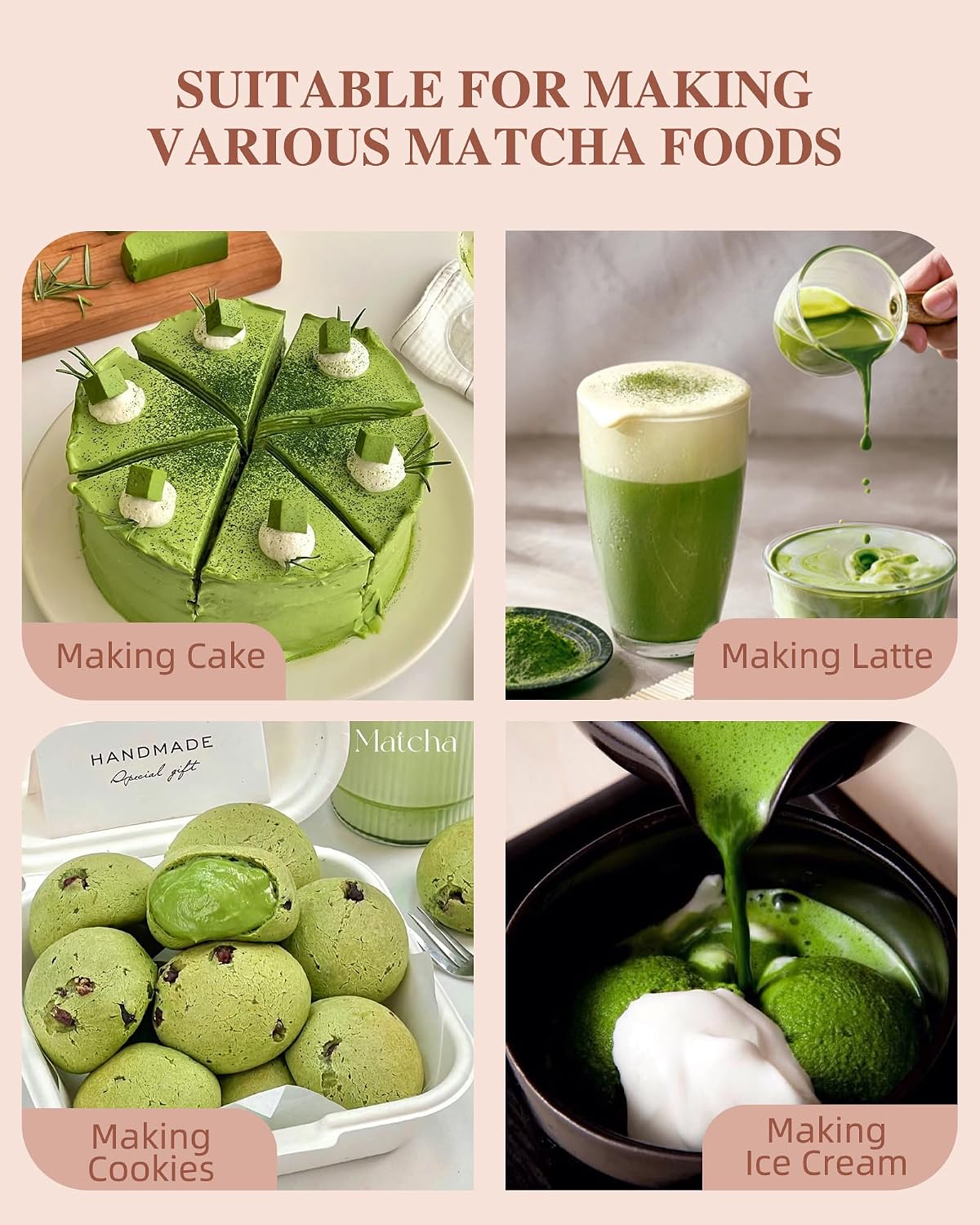 ZENS Premium Matcha Whisk Set, Matcha Kit with Matcha Tools, Pink