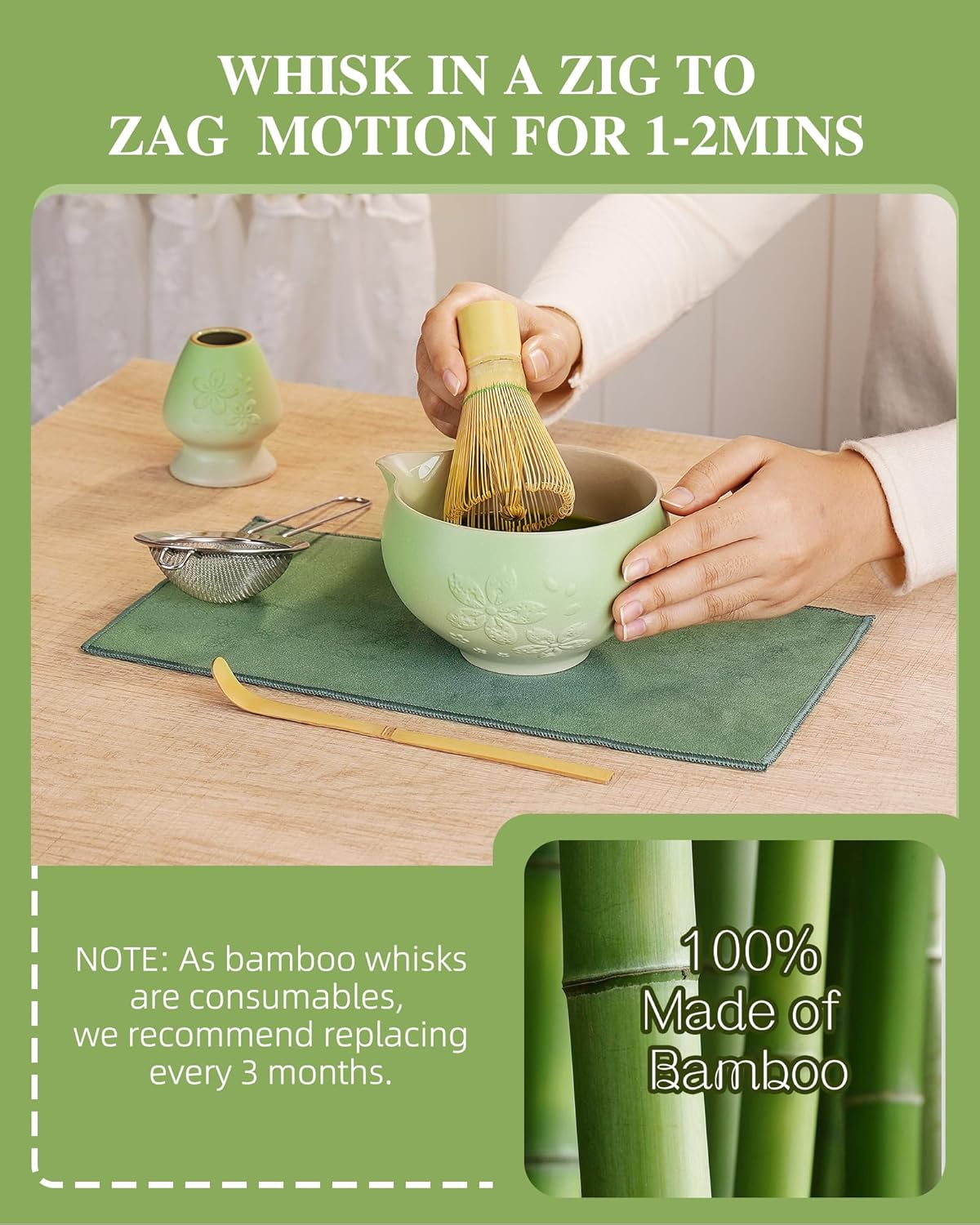 ZENS Premium Matcha Whisk Set, Matcha Kit with Matcha Tools, Pink