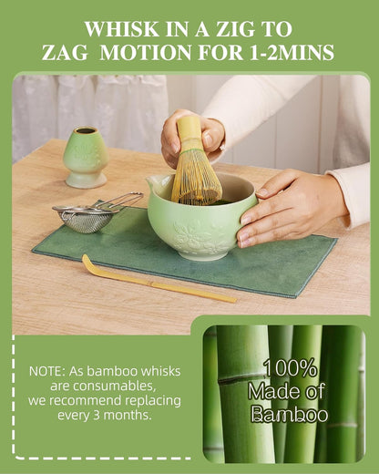 ZENS Premium Matcha Whisk Set, Matcha Kit with Matcha Tools, Pink