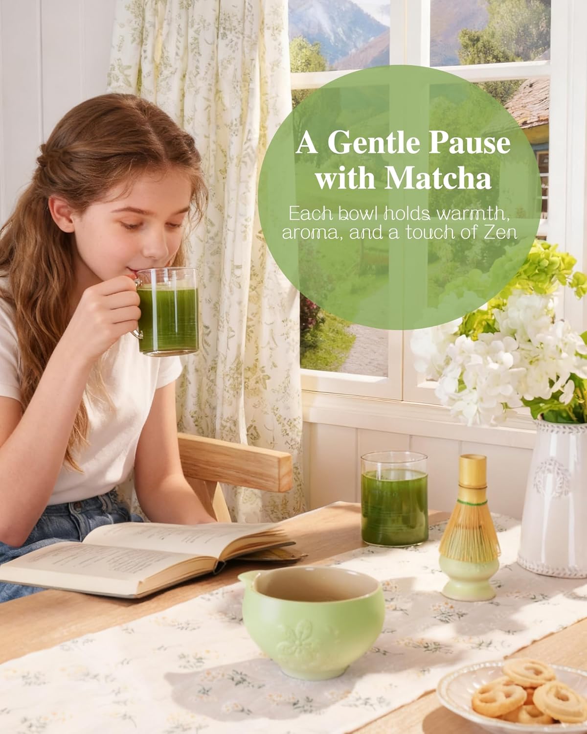 ZENS Premium Matcha Whisk Set, Matcha Kit with Matcha Tools, Pink