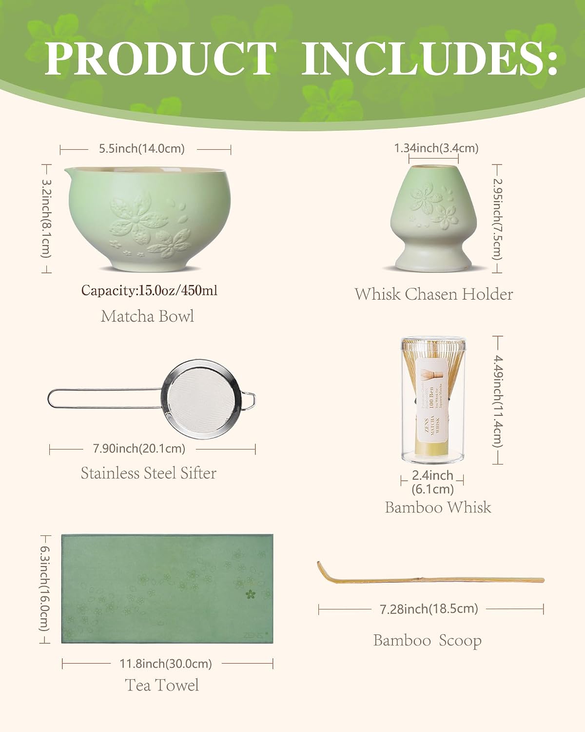 ZENS Premium Matcha Whisk Set, Matcha Kit with Matcha Tools, Pink