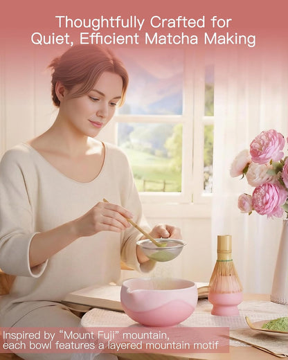 ZENS Premium Matcha Whisk Set, Matcha Kit with Matcha Tools, Pink