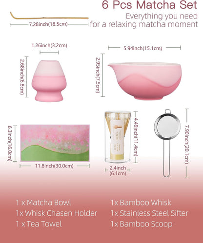 ZENS Premium Matcha Whisk Set, Matcha Kit with Matcha Tools, Pink