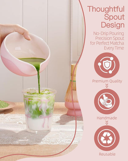 ZENS Premium Matcha Whisk Set, Matcha Kit with Matcha Tools, Pink
