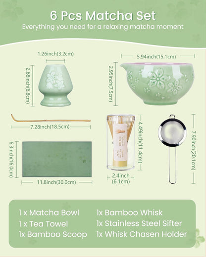 ZENS Premium Matcha Whisk Set, Matcha Kit with Matcha Tools, Pink