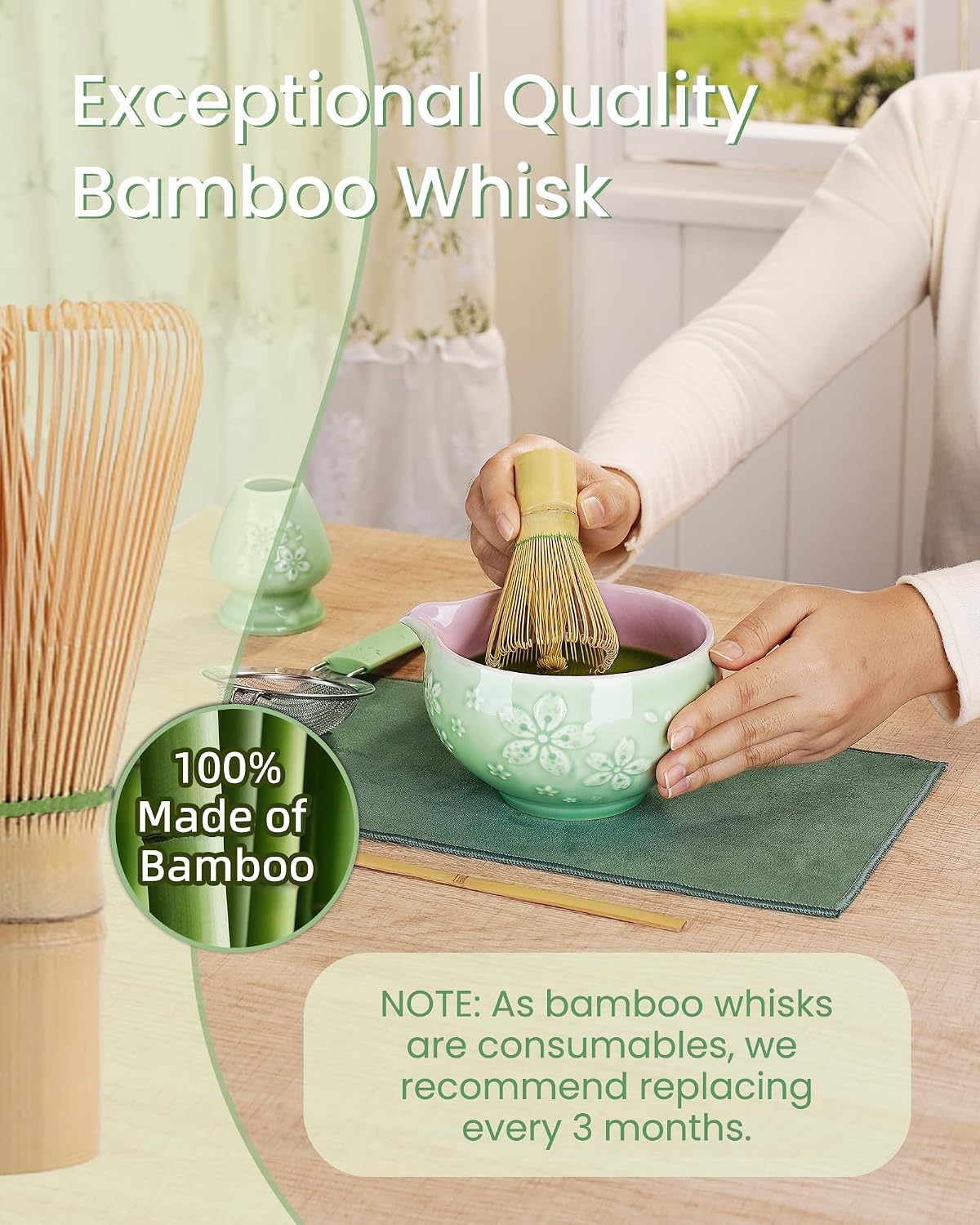 ZENS Premium Matcha Whisk Set, Matcha Kit with Matcha Tools, Pink