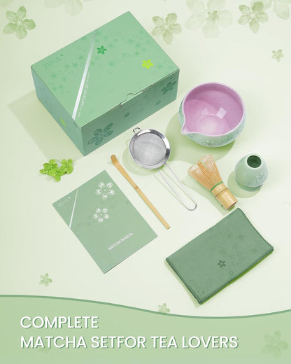 ZENS Premium Matcha Whisk Set, Matcha Kit with Matcha Tools, Pink