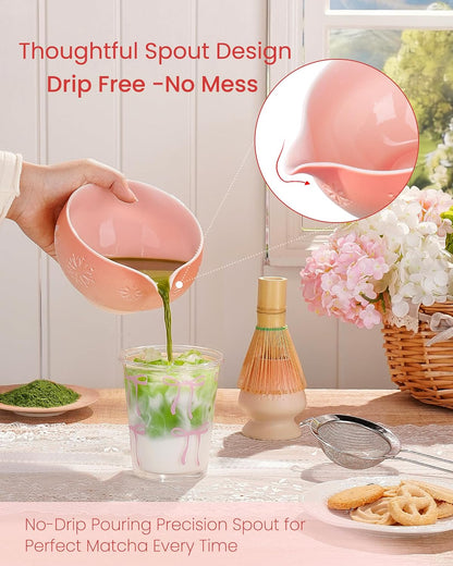 ZENS Premium Matcha Whisk Set, Matcha Kit with Matcha Tools, Pink