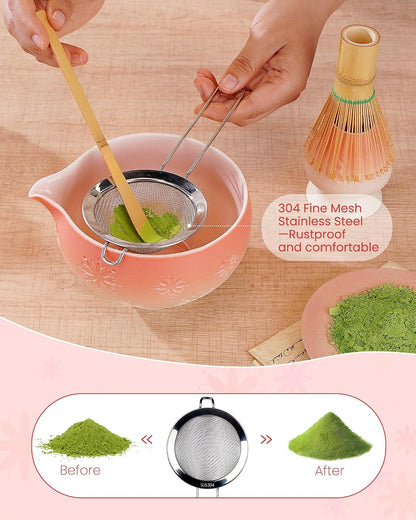 ZENS Premium Matcha Whisk Set, Matcha Kit with Matcha Tools, Pink