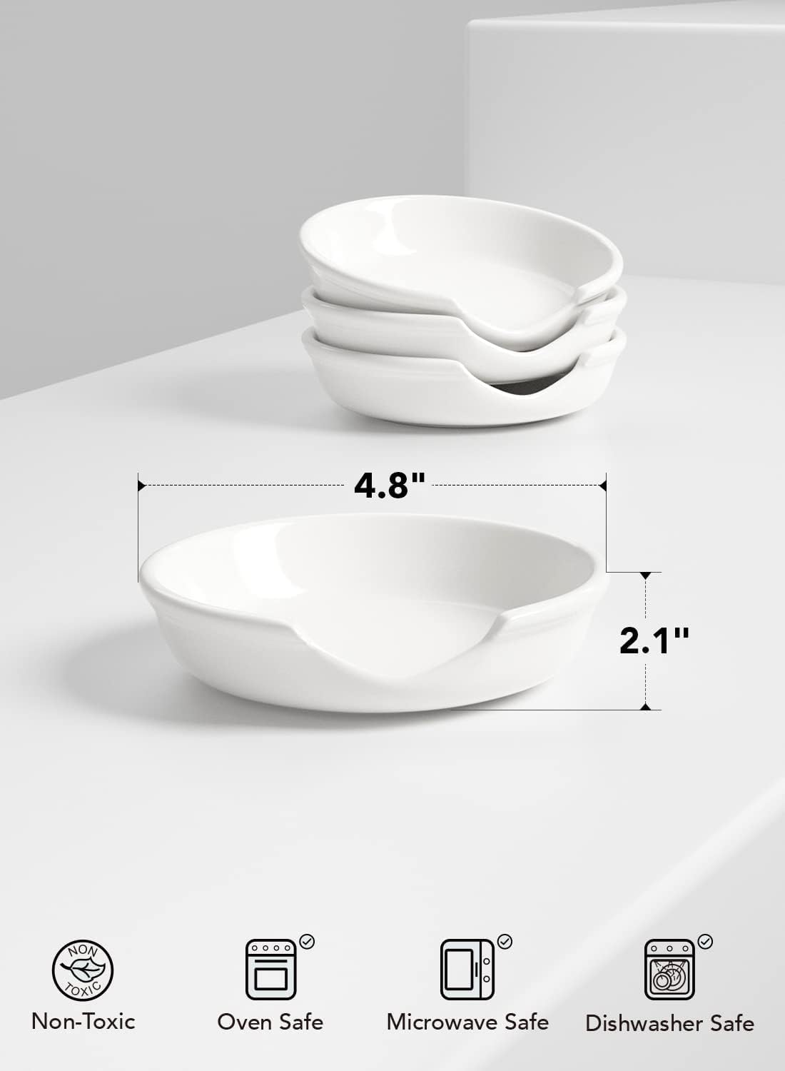 Ceramic Spoon Rest, 4.8 Inch Spoon Rest for Stove Top, Spoon Holder for Kitchen Counter, Coffee Spoon rest, Utensil Rest for Cooking, True White
