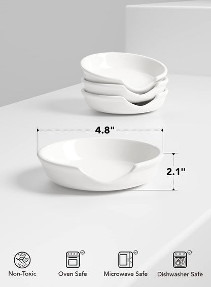 Ceramic Spoon Rest, 4.8 Inch Spoon Rest for Stove Top, Spoon Holder for Kitchen Counter, Coffee Spoon rest, Utensil Rest for Cooking, True White