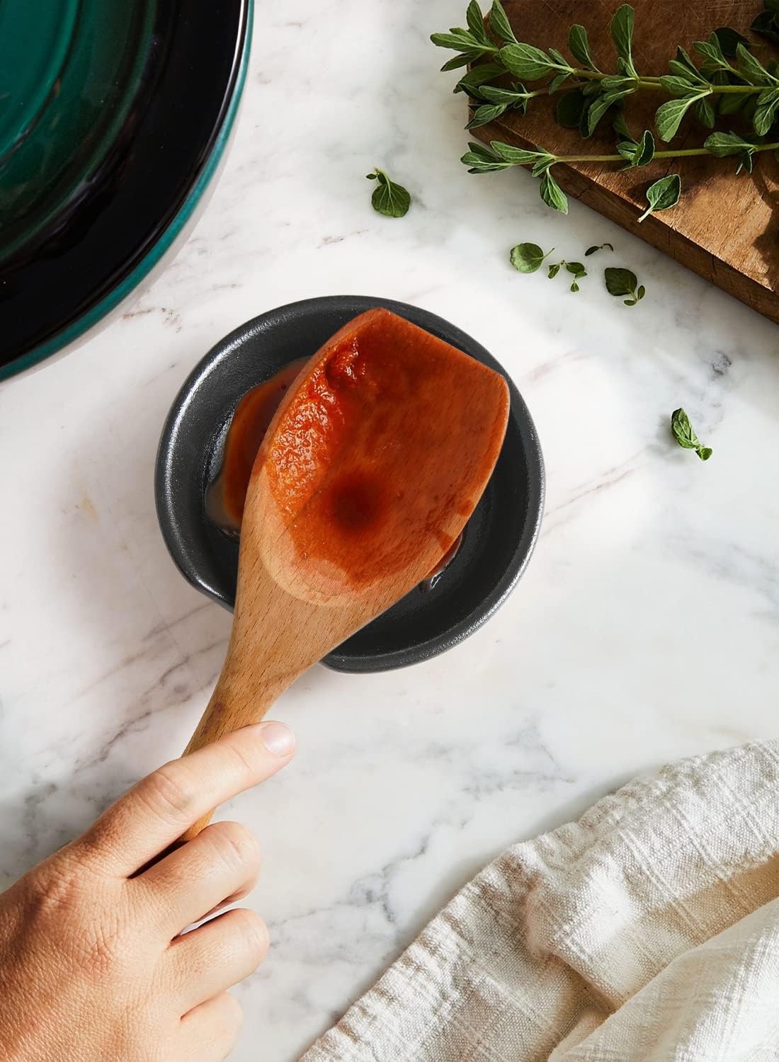 Ceramic Spoon Rest, 4.8 Inch Spoon Rest for Stove Top, Spoon Holder for Kitchen Counter, Coffee Spoon rest, Utensil Rest for Cooking, True White
