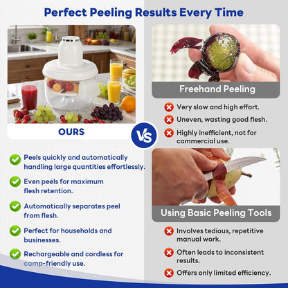 Automatic Grape Peeler Machine, Electric Garlic & Cherry Tomato Peeler Skin Remover Tool for Small Fruits, Effortless Peeling for Home Kitchen (Blue-1PC)