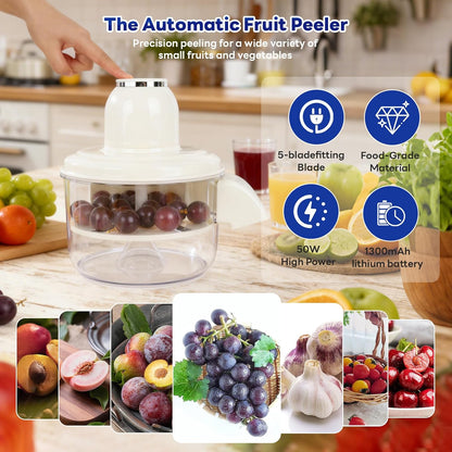 Automatic Grape Peeler Machine, Electric Garlic & Cherry Tomato Peeler Skin Remover Tool for Small Fruits, Effortless Peeling for Home Kitchen (Blue-1PC)