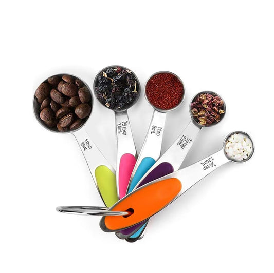 Magnetic Measuring Spoons Set, 9-Piece Stainless Steel with Leveler, Stackable Double-Sided Spoons, Black
