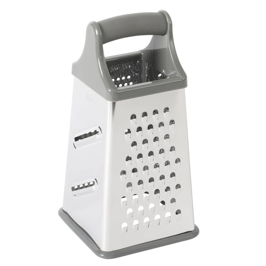 Bluemarine 9-Inch 4-Sided Box Grater – Stainless Steel Cheese and Vegetable Grater, Kitchen Tool for Shredding, Slicing, Grating, Blue/Grey Handle