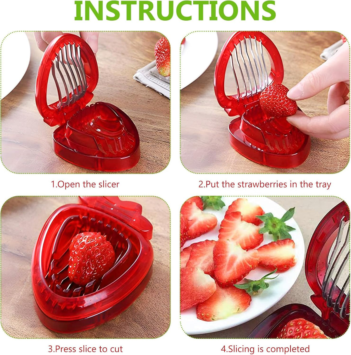 Strawberry Huller Stem Remover and Strawberry Slicer Set-Fruit Picker Stalks Tools,Stainless Steel Blade Kitchen Tools and Gadgets,Mini Fruit Slicer Cut Tools 2pcs