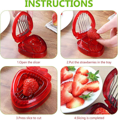 Strawberry Huller Stem Remover and Strawberry Slicer Set-Fruit Picker Stalks Tools,Stainless Steel Blade Kitchen Tools and Gadgets,Mini Fruit Slicer Cut Tools 2pcs